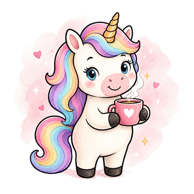 Aly la Licorne avec son café